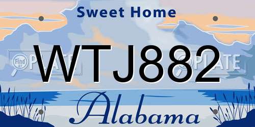 WTJ882 Alabama License Plate