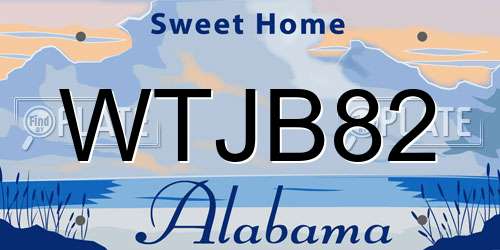 WTJB82 Alabama License Plate