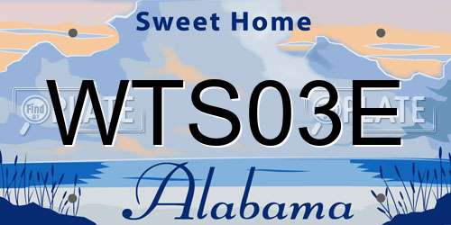 WTS03E Alabama License Plate