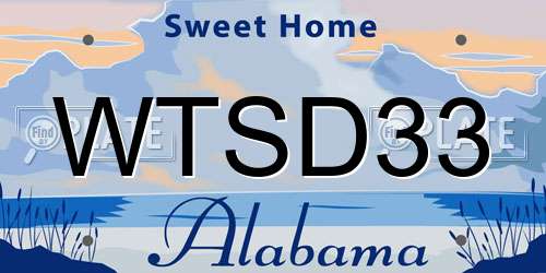 WTSD33 Alabama License Plate