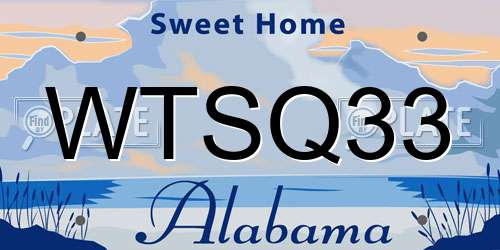 WTSQ33 Alabama License Plate