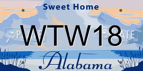 WTW18 Alabama License Plate