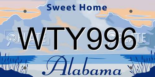 WTY996 Alabama License Plate