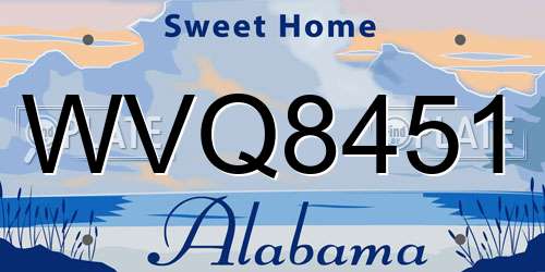 WVQ8451 Alabama License Plate