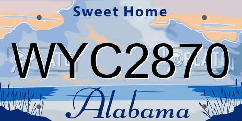 WYC2870 Alabama License Plate