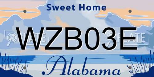 WZB03E Alabama License Plate