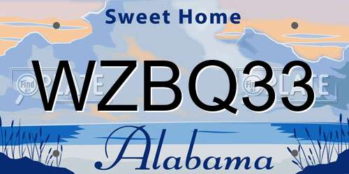 WZBQ33 Alabama License Plate