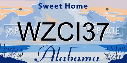 WZCI37 Alabama License Plate