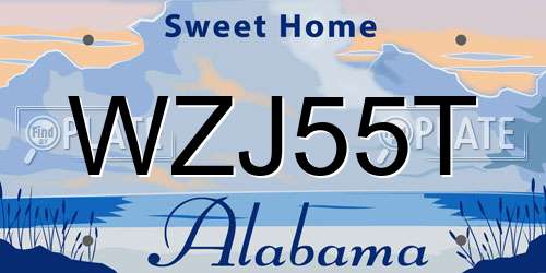WZJ55T Alabama License Plate