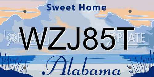 WZJ85T Alabama License Plate