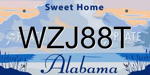 WZJ88T Alabama License Plate