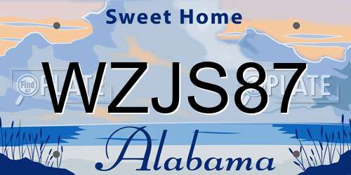 WZJS87 Alabama License Plate