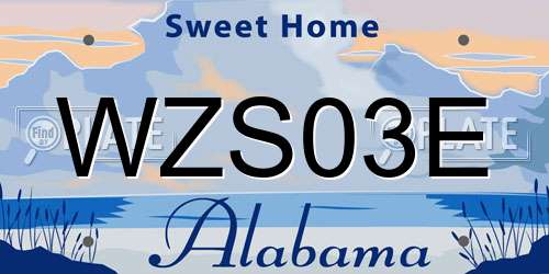 WZS03E Alabama License Plate
