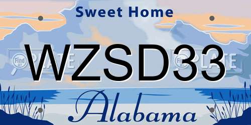 WZSD33 Alabama License Plate