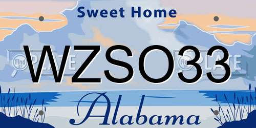 WZSO33 Alabama License Plate