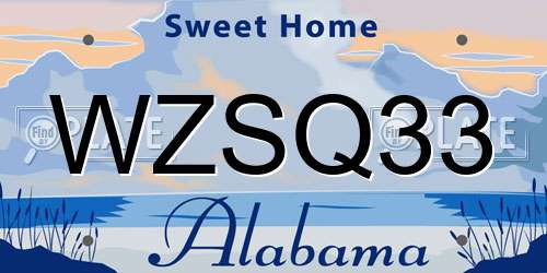 WZSQ33 Alabama License Plate