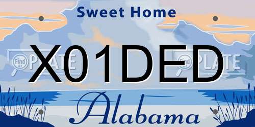 X01DED Alabama License Plate