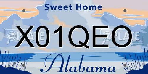 X01QEO Alabama License Plate