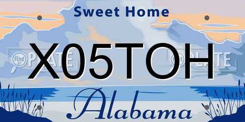 X05TOH Alabama License Plate