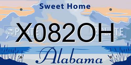 X082OH Alabama License Plate