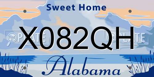 X082QH Alabama License Plate