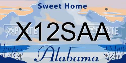 X12SAA Alabama License Plate