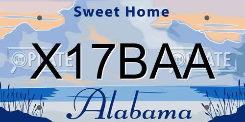 X17BAA Alabama License Plate