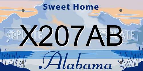 X207AB Alabama License Plate