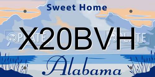 X20BVH Alabama License Plate