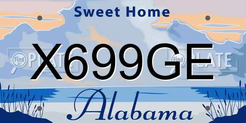 X699GE Alabama License Plate