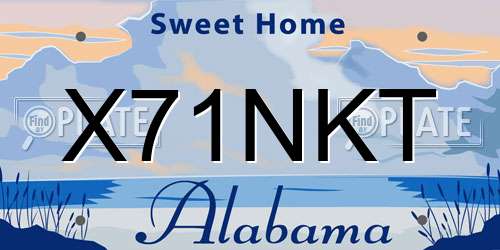 X71NKT Alabama License Plate