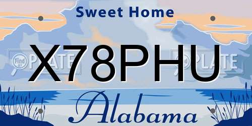 X78PHU Alabama License Plate