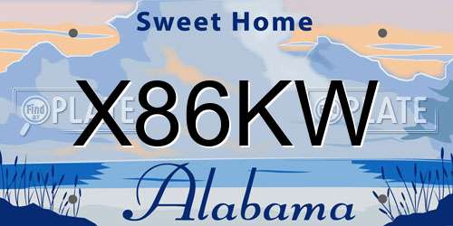 X86KW Alabama License Plate