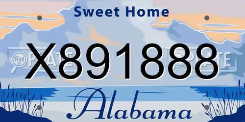 X891888 Alabama License Plate