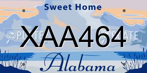 XAA464 Alabama License Plate