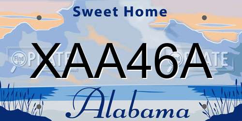 XAA46A Alabama License Plate