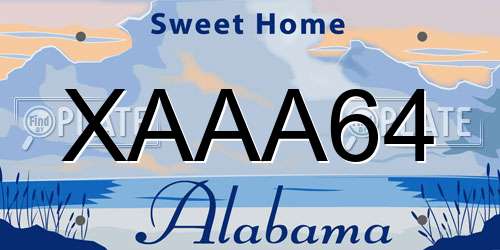 XAAA64 Alabama License Plate