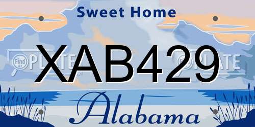 XAB429 Alabama License Plate