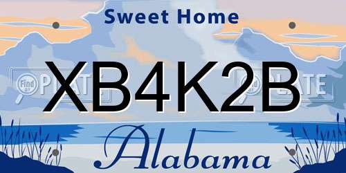 XB4K2B Alabama License Plate