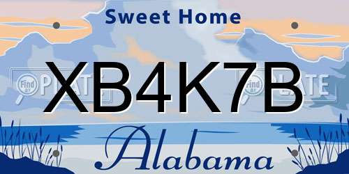 XB4K7B Alabama License Plate