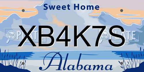 XB4K7S Alabama License Plate