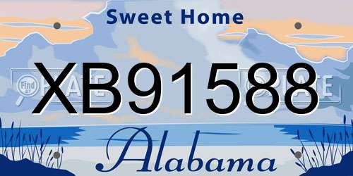 XB91588 Alabama License Plate