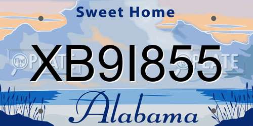 XB9I855 Alabama License Plate