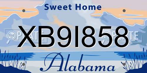 XB9I858 Alabama License Plate