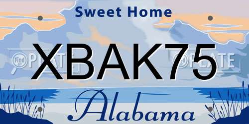 XBAK75 Alabama License Plate