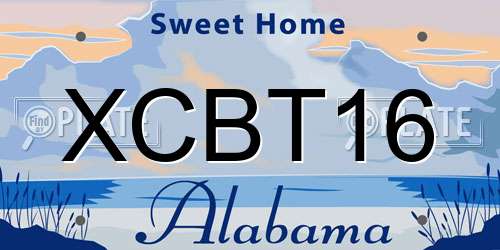 XCBT16 Alabama License Plate