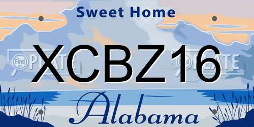 XCBZ16 Alabama License Plate