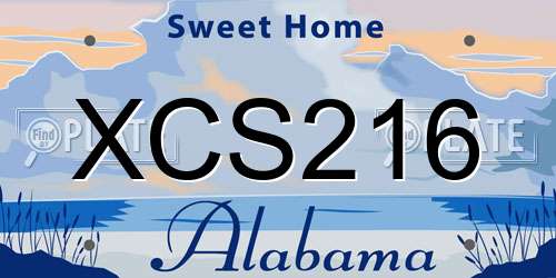 XCS216 Alabama License Plate