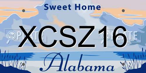 XCSZ16 Alabama License Plate