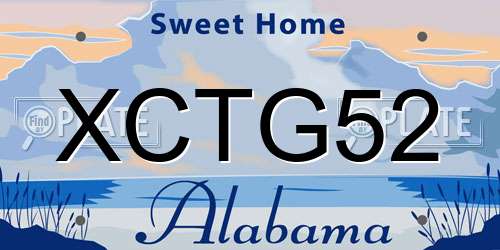 XCTG52 Alabama License Plate